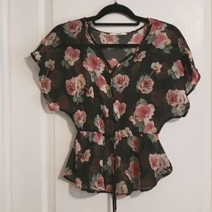 Papaya black floral top (size small)